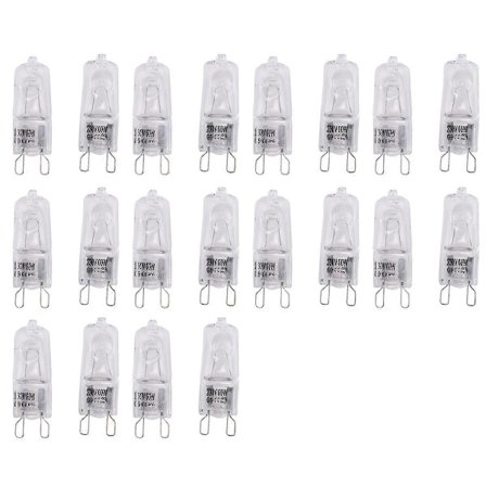 20 kpl G9 halogeenilamppuja, kirkkaat halogeenilamput himmennettävät, lämmin valkoinen 2800K kattokruunuille, riippuvalaisimille