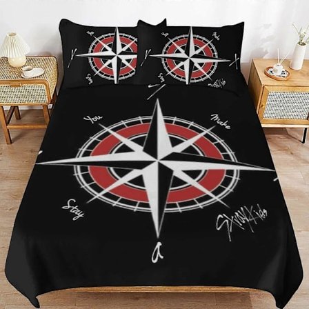 c452 Stray Kids Sengesæt Dynesæt Komfortabelt og Let Tegneserie Sengetøj 3 Dele Sengesæt Enkelt (1 Dynebetræk og 2 Pudebetræk) h-FA- 135x2...