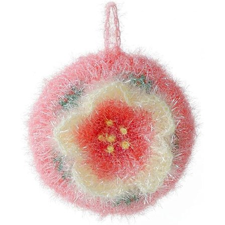 Köksdiskborste i form av körsbärsblomma, handvirkad diskborste i form av blomma, rosa köksdiskborste i form av körsbärsblomma