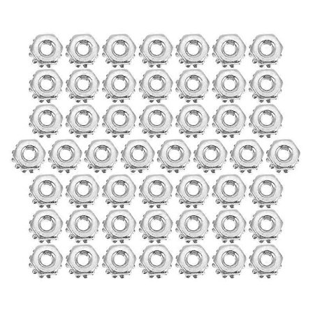 50 stk. Hex Hoved Låsemøtrik Rustfrit Stål K-lås Møtrikker Ekstern Tandskive Møtrikker