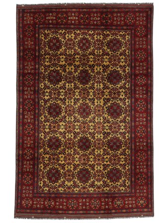195X298 Tapis Kunduz D'orient Noir/Marron (Laine, Afghanistan) Carpetvista