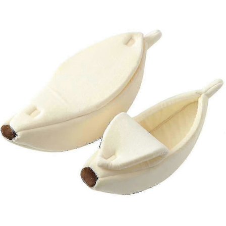 Kattehus, sød seng med blød plysbetræk til katte og killinger. Mælkehvid.