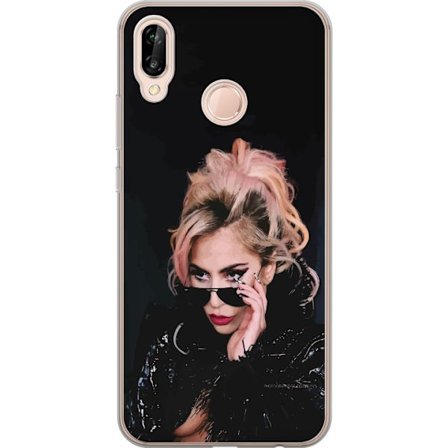 Kompatibelt Mobildeksel til Huawei P20 lite Lady Gaga portrett med solbriller og dramatisk sminke i mørk glamorøs stil