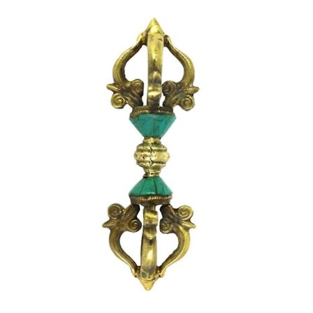 Tibetansk buddhistisk koppar fem-strängad Dorje Vajra buddhistisk amulett handgjord i Nepal