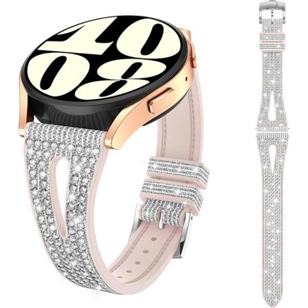 Glitter silikone udskiftningsarmbånd til Samsung Galaxy Watch 20 mm, justerbare glitrende armbånd til kvinder Sølv