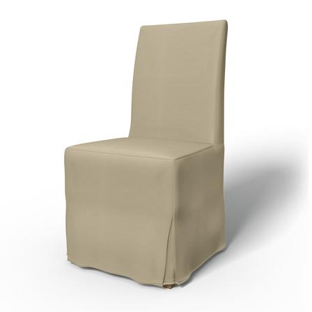 IKEA - Funda para silla de comedor Henriksdal Faldón largo con plisas (estándar), Sand Beige, Algodón - Bemz