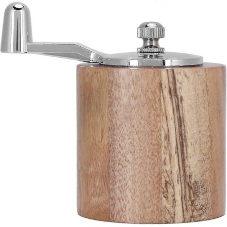 Manuell pepparkvarn, kryddkvarn, rostfritt stål, gummiträ och keramiskt material med lång vev för hem och kontor