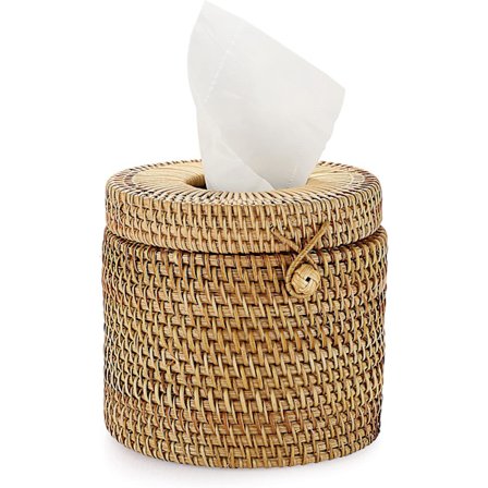 Flettet vevboks Rund dispenser Papirboks Skrivebordsarrangør