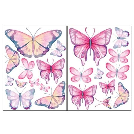 Lysende sommerfugl veggklistremerker Glødende sommerfugler dekaler ROSA pink