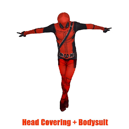 Huiyun MARVEL Deadpool Cosplay Kostym för Vuxna Bodysuit Jumpsuit med Tillbehör Huvudöverdrag Festkläder - Xin 2pcs-317 180(Fit 170-180cm)