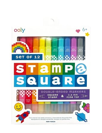 Ooly Markers 12 Pcs - Double Sided - Stamp-A-Square - Multi/patterned - ONE SIZE