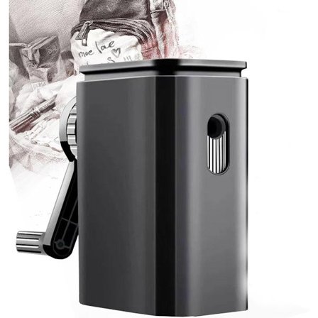 Sort blyantspidser med støvboks - Manuel justerbar 9-trins spidser til børn og kontor - 5,3x8,6x11,5 cm