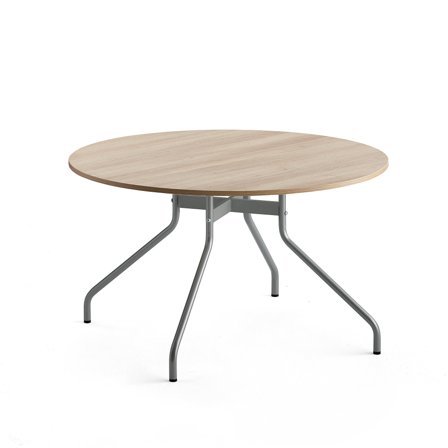 Tisch AROUND, Ø 1200 mm, alugrau/Eiche