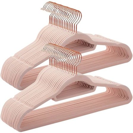 Rootz vaateripustimet - 50 kpl - sametti - Liukumaton - Tilaa säästävä - Vaaleanpunainen - Kulta - 45 x 0,6 x 23,5 cm