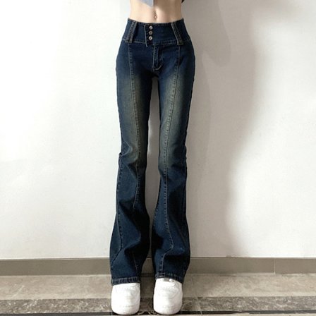 Kvinners Casual Vintage Casual Jeans Super High Waist M