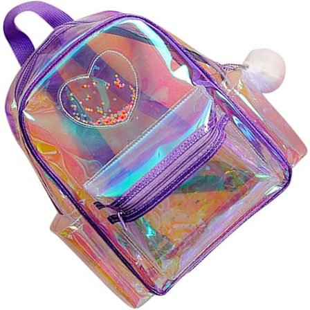 Ryggsäck transparent ryggsäck barnryggsäck tonårsflicka ryggsäck transparent ryggsäck PVC barn älskar vit sommarryggsäck Lila