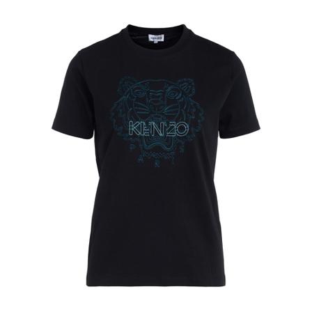Kenzo Tiger Logo Embroidered T-shirt Sort, Dame T-shirts