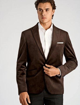 Lindbergh Velvet Blazer - Brown - 50