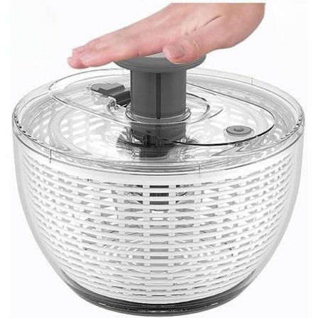 6L Salatspinner i glas med indbygget dørslag & et-tryks bremse, opvaskemaskine sikker grøntsagsvasker til grønt & frugt