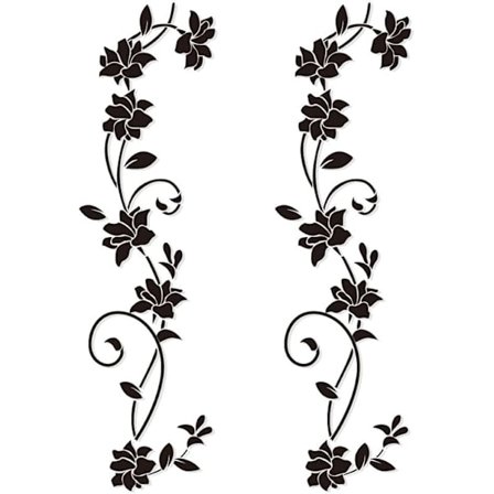 /NN/Sett med veggklistremerker 105*30 cm vinranker blomster svart PVC design veggklistremerker-Xin[OL]