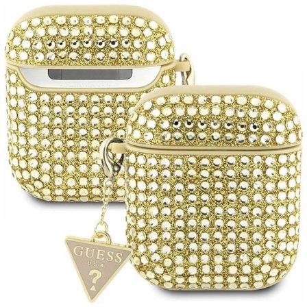 Guess GUA2HDGTPD-veske til AirPods 1/2 - Gull Rhinestone Triangle Charm