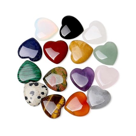 15 stk. Naturlig Kærlighedssten Kvarts Klar Kvarts Øje Hjerte Sæt Håndflade Tommelfinger Ædelstene Meditation 2 cm