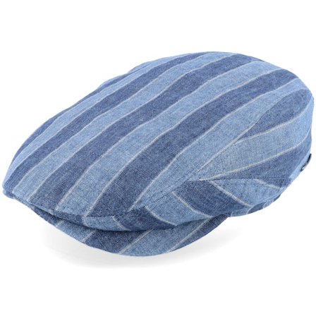 Stetson - Blå flatcap Keps - Driver Cap Linen Stripes Blue Flat Cap @ Hatstore