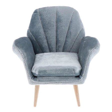 1:6 Skala Miniatyr Möbler Soffa Fåtölj Flanell Soffstol Sovrum Modell Möbler Dekor Blå