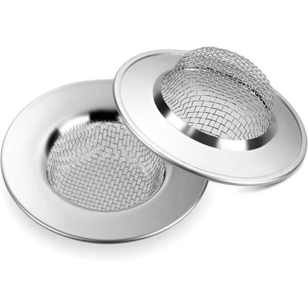 2 STS Diskbänkssil 7,7 cm avloppssil i rostfritt stål, förhindrar igensatta skräp för diskbänk, badkar, badkar