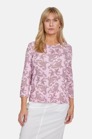 SIGNATURE - 3/4 Ærmet T-shirt - Rosa Mix - Paisley Print