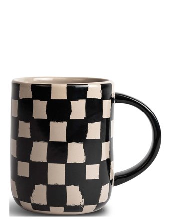 Mug Liz Check Black/Beige Patterned Byon
