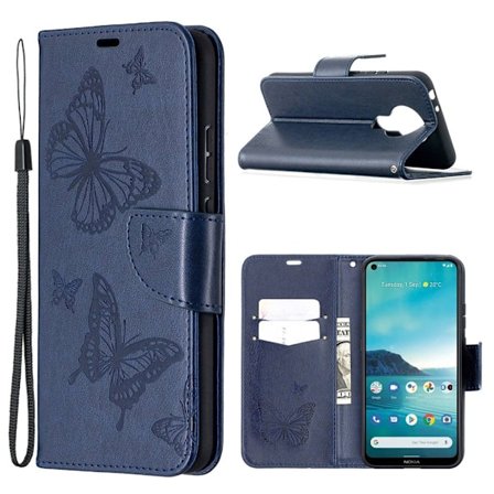 Butterfly läder Nokia 3.4 fodral - Blå