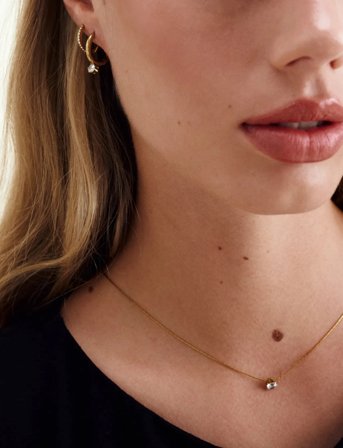 Timi of Sweden Lynne - Crystal Necklace Stainless Steel - Gold - ONE SIZE 40 cm