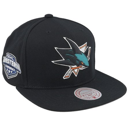 Mitchell & Ness - NHL Černá snapback Kšiltovka - San Jose Sharks Conference Patch Black Snapback @ Hatstore