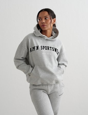 aim ́n Varsity Sweat Hood - Grey - M