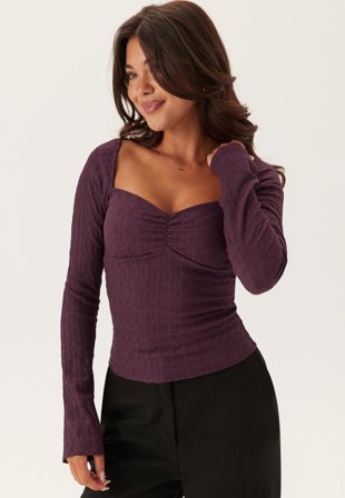 BUBBLEROOM Structure Sweetheart Top Dark wine-red XL
