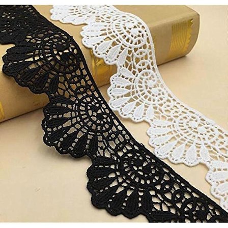 5 Yard 6 cm Hvid Sort Bomuldsblonde Bånd Vintage Hæklet Blonde Bånd Blondekant Hæklet Blondekant Blondebånd til Syning Håndværk Bryllupsdekoration 