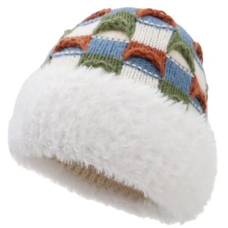 Varm strikket vinterhue - Beanie - Med fleecefor - Unisex - Velegnet til koldt vejr (Hvid)