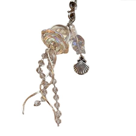 Unik Pärlbroderad Nyckelring Manet Berlock Nyckelkedja Ryggsäckstillbehör Telefon Lanyard