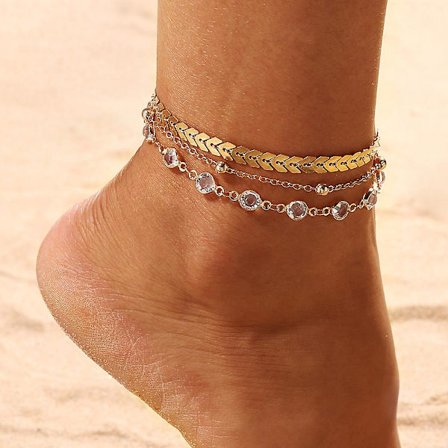 Perle Ankelkæder Boho Cubansk Link Anklet 14k Guldbelagt Tre Lag Strand Ankler Figaro Fodkæde Smykker Til Kvinder