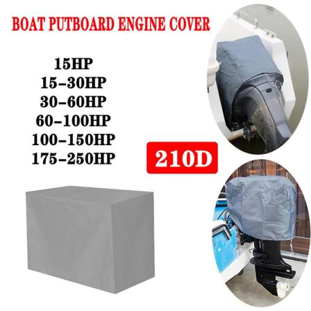 Fuld påhængsmotor motor Båddæksel Sort 210d Oxford Vandtæt Anti Ridse Påhængsmotor Beskytter Canvas 15 250hk|båddæksel| 15HP-silver