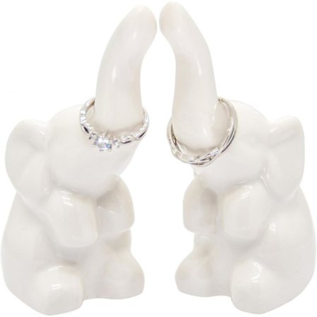 Elefant Ringhållare 2-pack, Vit, Keramik, Smyckesförvaring