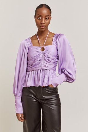 Malina - Hadley Langärmeliges Satin-Top - L - Purple