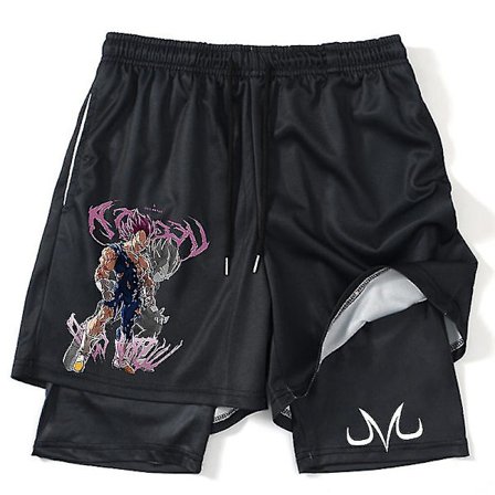 Anime Print 2 i 1 Gym Shorts för Män Atletiska Träningsshorts Med Foder Kroppsbyggnadsträning Löpning Jogging Snabbtorkande