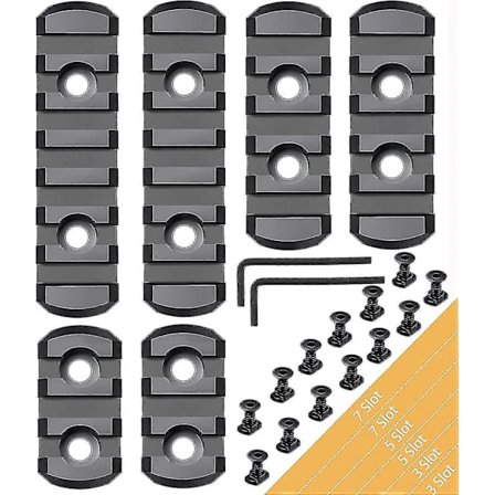 Picatinny Skinnersæt 3,3,5,5,7,7 Slot Aluminium Mlock Picatinny Skinne Sektion Tilbehør Med 13 T-møtrikker & 13 Skruer & Unbrakonøgle