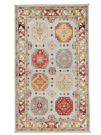 Käsinsolmittu Kazak Fine Matot 92X156 Vihreä/Ruskea