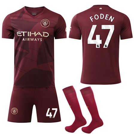 Black Friday – Mega Rabatter! 2024-25 fotbollströja set nr 47 Foden Manchester City tröja nr 47 Foden