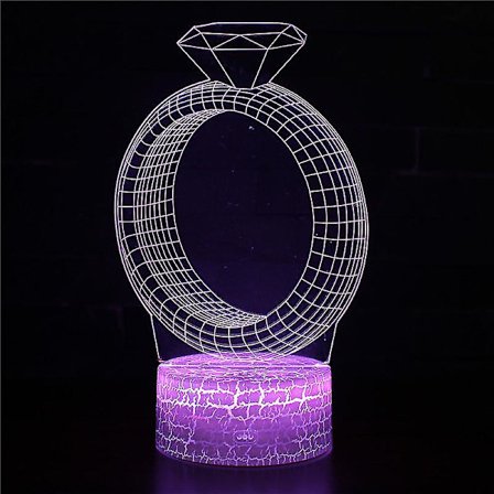 3D Touch Lampe Nattlys Barn 7 Farger Med Fjernkontroll - Valentinsdag Gave