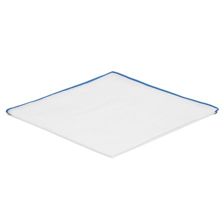 Biała poszetka z szafirowymi krawędziami dla mężczyzn - Jednokolorowe poszetki