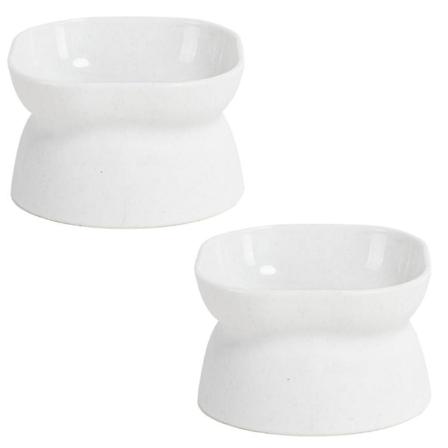 2 stk skrånende katteskål, hevet katteskål beskytter kattens ryggrad og A